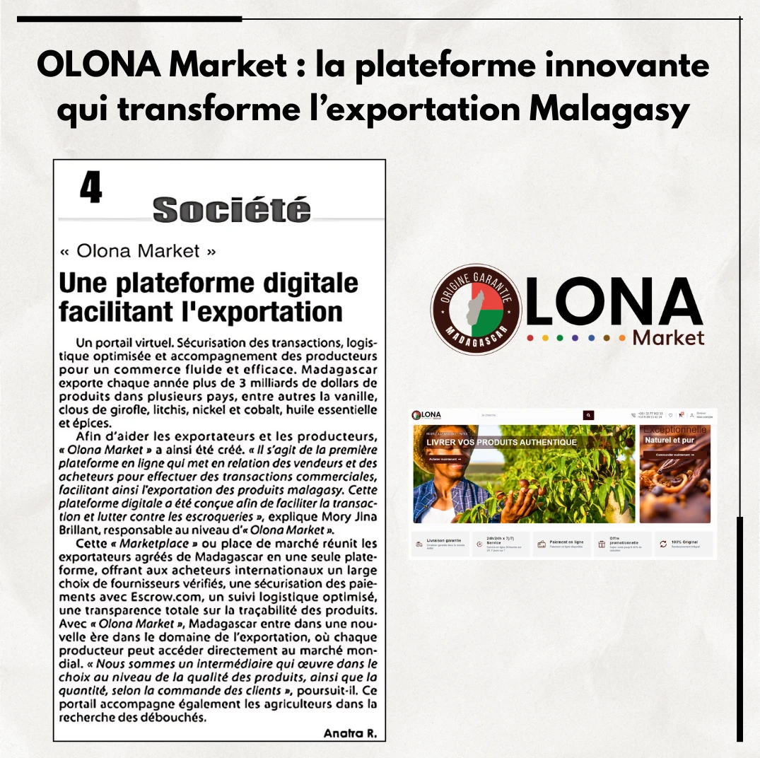 OLONA Market : la plateforme innnovante qui transforme l'exploration Malagasy.